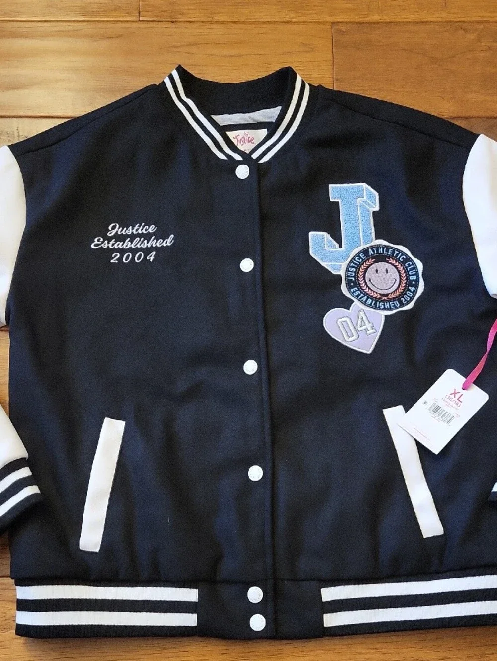 Justice Girls Size XL (16/18) Black/White Brand New W/tags Bomber Jacket